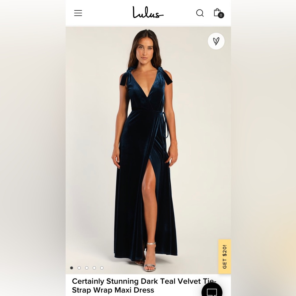 Lulus Dark teal Velvet dress